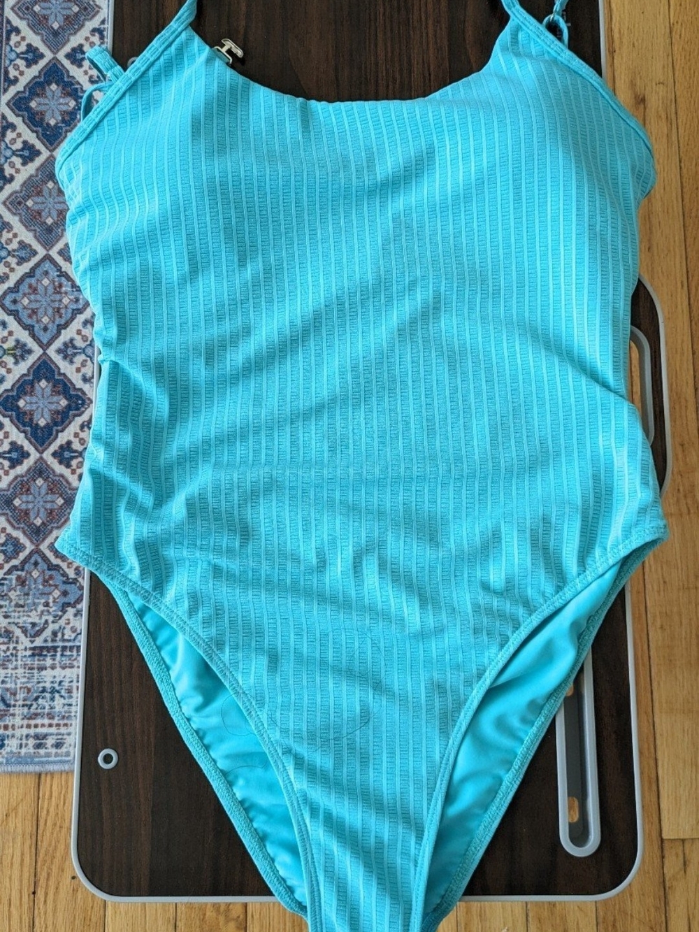 Zaful Turquoise Ribbed One-Piece Bodysuit